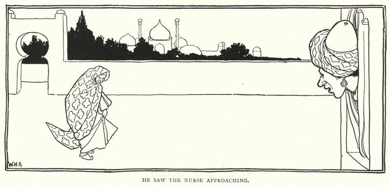 Er sah die Krankenschwester kommen (Gravur) von William Heath Robinson