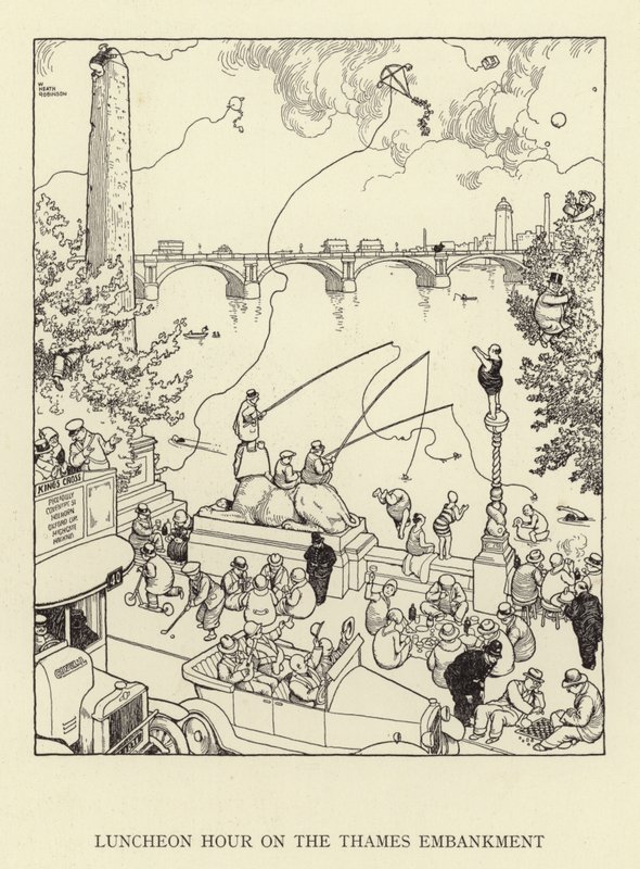 Mittagspause am Themseufer von William Heath Robinson