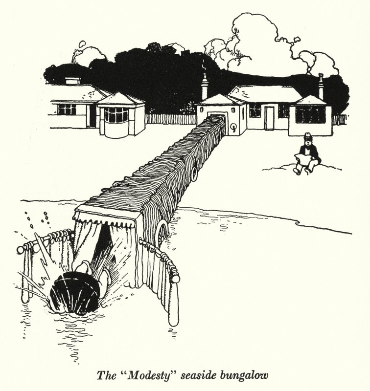 Das "Modesty" Strandbungalow von William Heath Robinson
