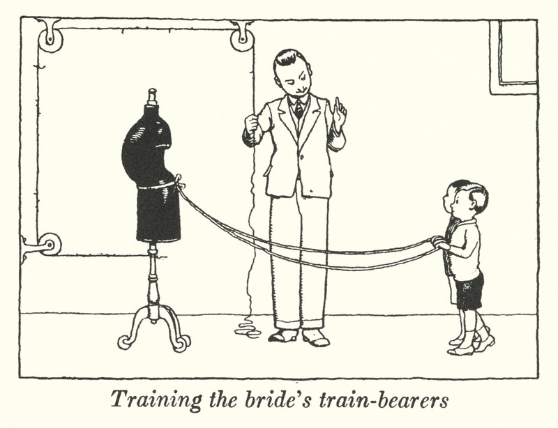 Die Brautjungfern der Braut trainieren (Lithografie) von William Heath Robinson