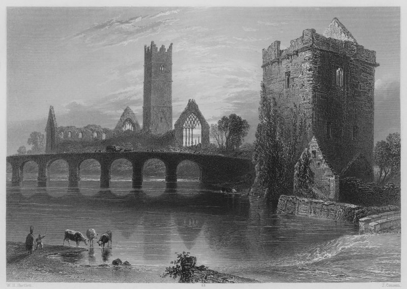 Abtei von Clare, Galway (Stich) von William Henry (after) Bartlett