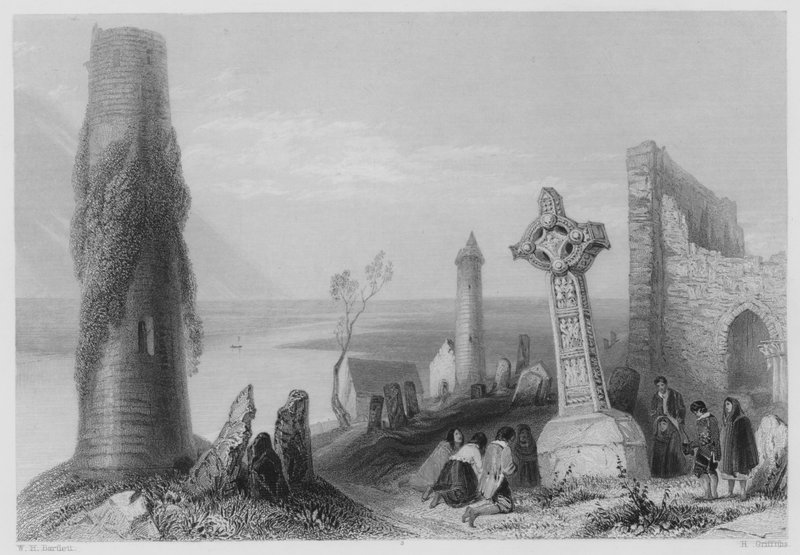 Altes Kreuz, Clonmacnoise von William Henry (after) Bartlett