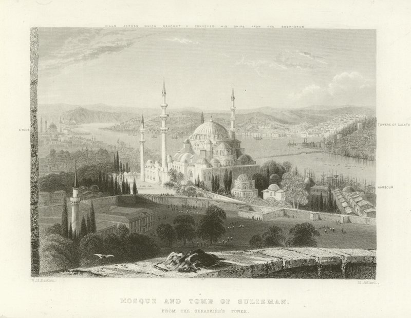 Moschee und Grab von Suleiman, Konstantinopel von William Henry Bartlett