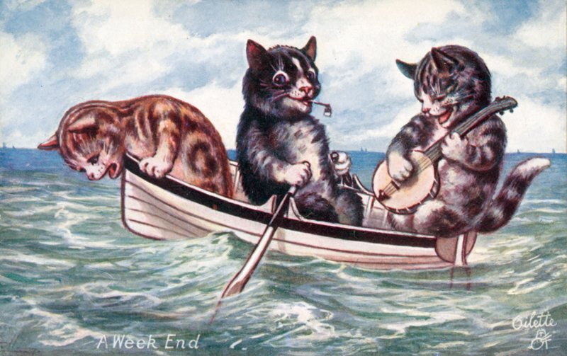 Humorvolle Katzenpostkarte von William Henry Ellam