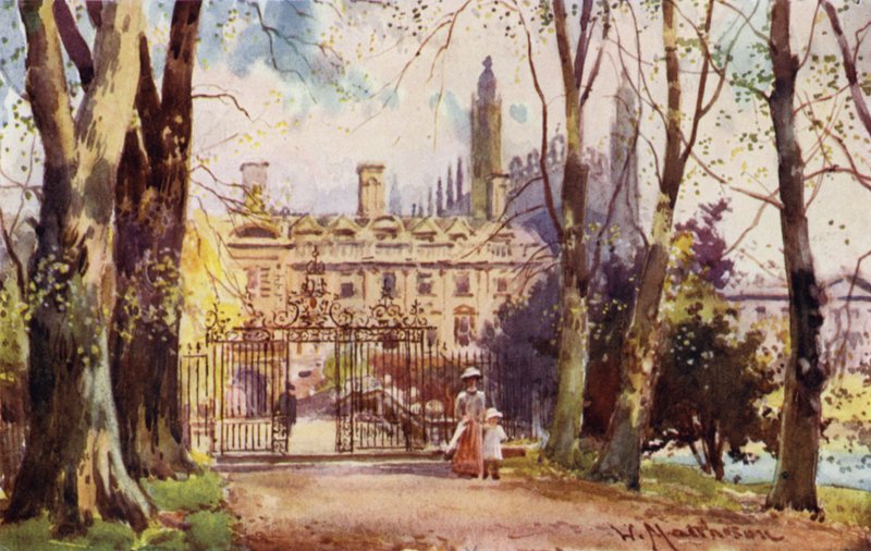 Clare College und Brücke von der Allee von William Matthison