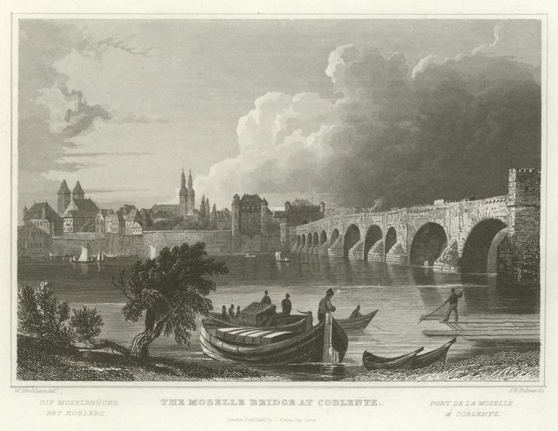 Die Moselbrücke in Koblenz von William Tombleson