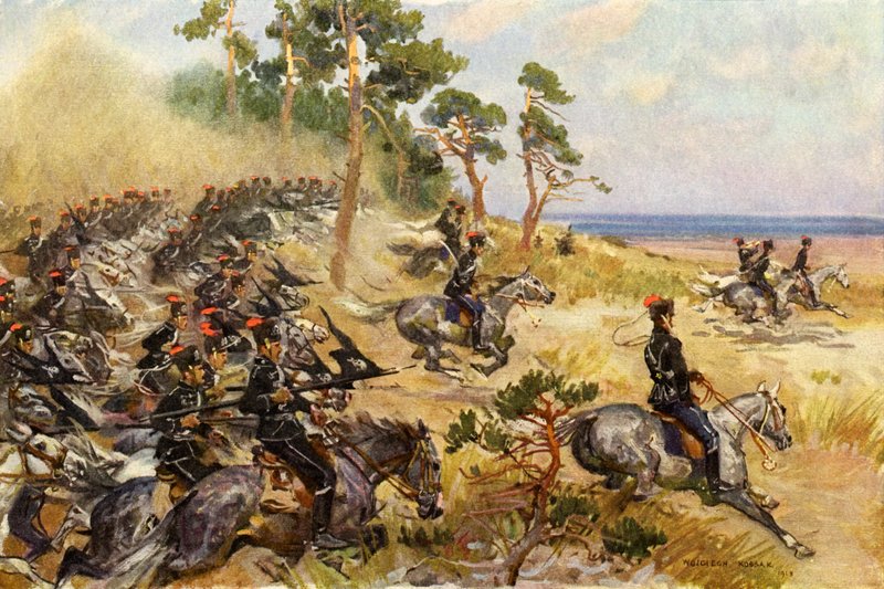 Deutsche 1. Husaren bei Übungen von Wojciech Kossak