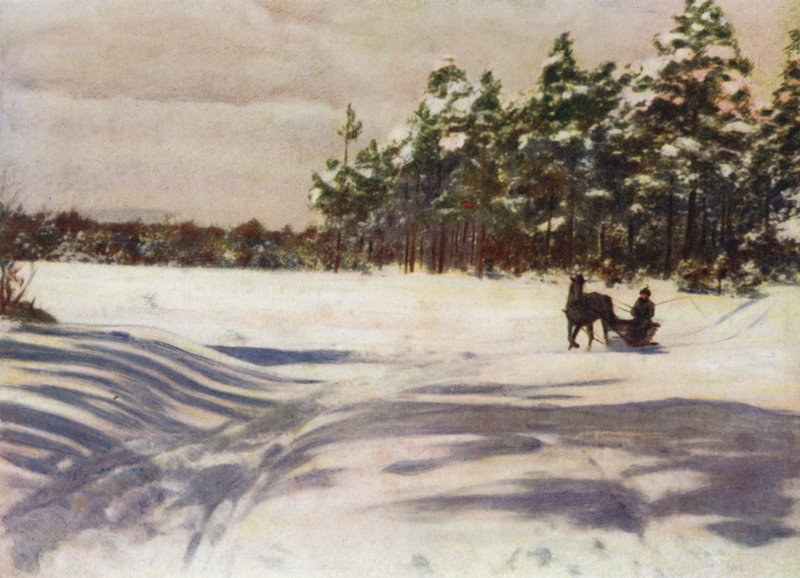 Eine Winterszene in Lettland von after A. Langfier