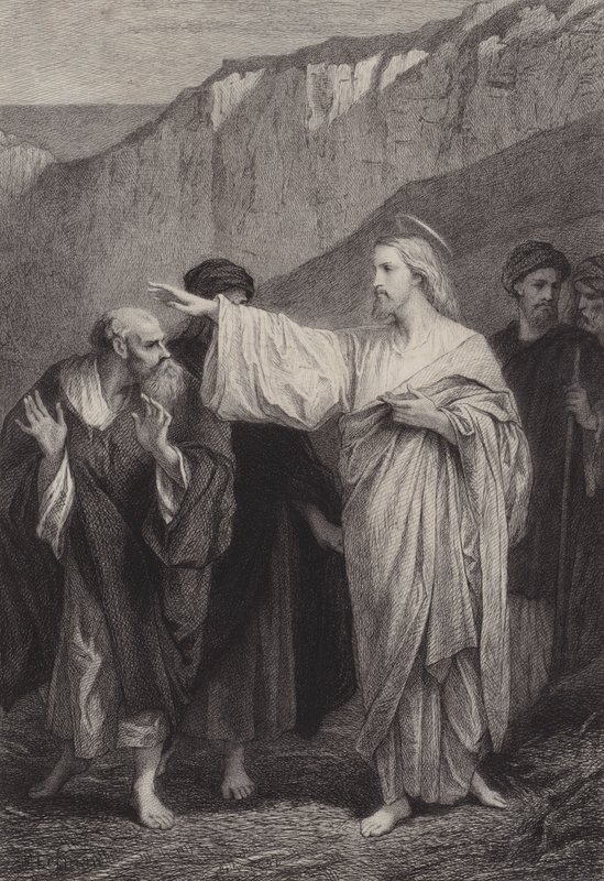 Jesus gibt Petrus seinen Auftrag von after Albert Robida