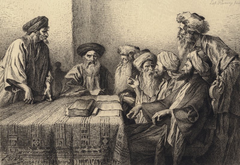 Judas vor dem Sanhedrin von after Albert Robida