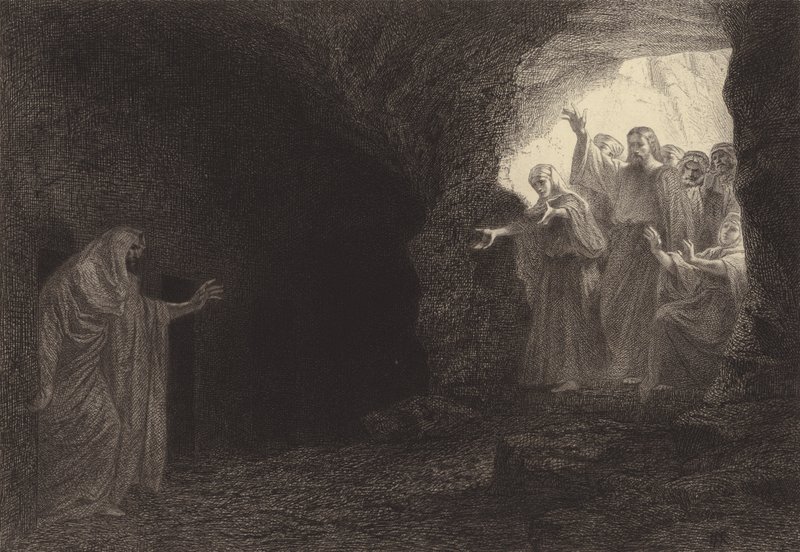 Lazarus, komm heraus! von after Albert Robida