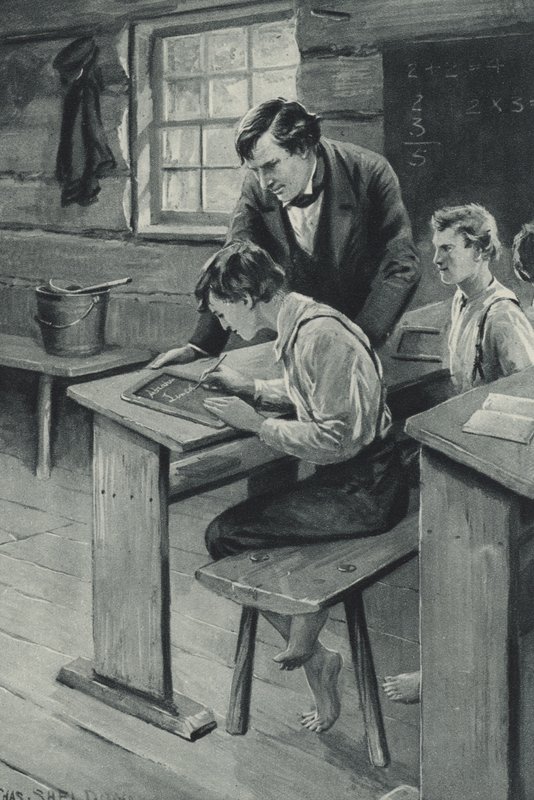 Abraham Lincoln lernt schreiben von after Charles Mills Sheldon