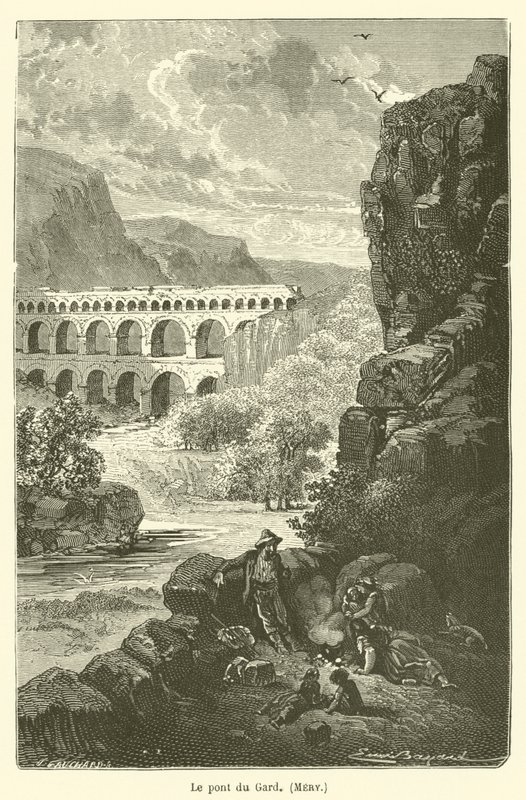 Die Brücke von Gard, Mery von after Emile Antoine Bayard