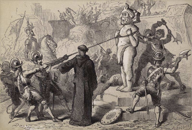 Spanier zerstören mexikanische Idole von after Felix Octavius Carr Darley