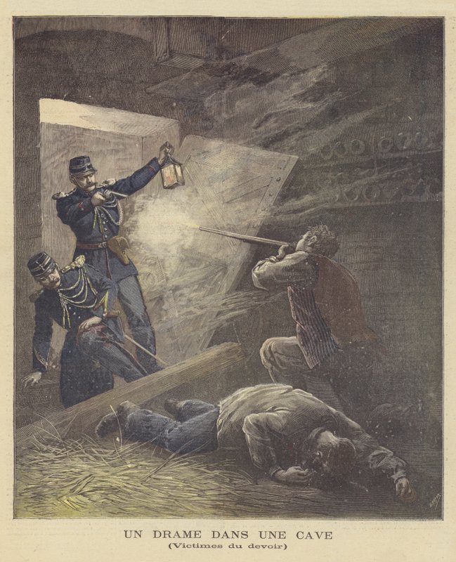 Eine Schießerei in einem Keller von after Henri Meyer