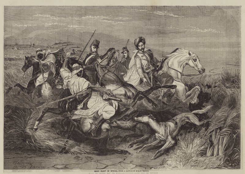 Wildschweinjagd in Afrika von after Horace Vernet