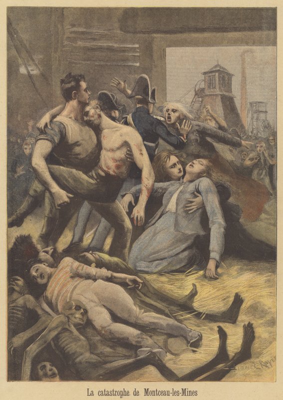 Grubenunglück in Montceau-les-Mines von after Lionel Royer