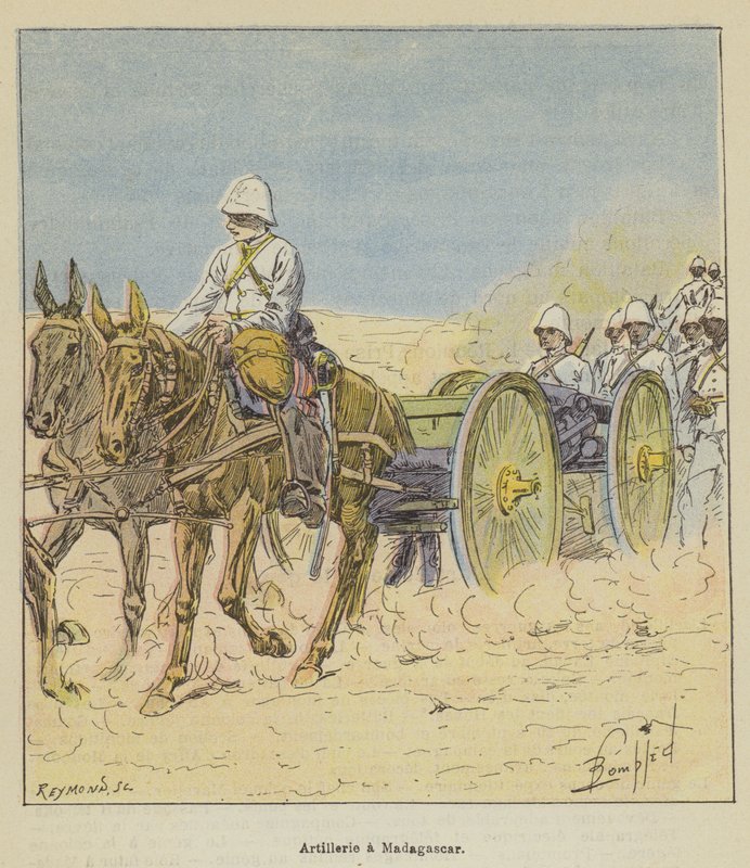 Artillerie auf Madagaskar von after Louis Charles Bombled