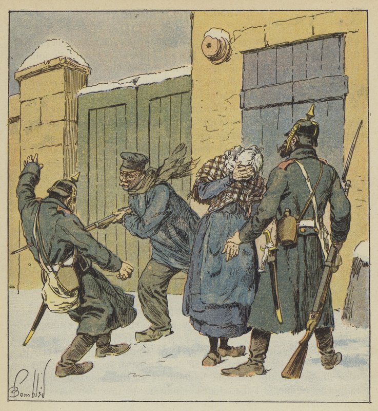 Preußische Brutalitäten in Beaugency von after Louis Charles Bombled