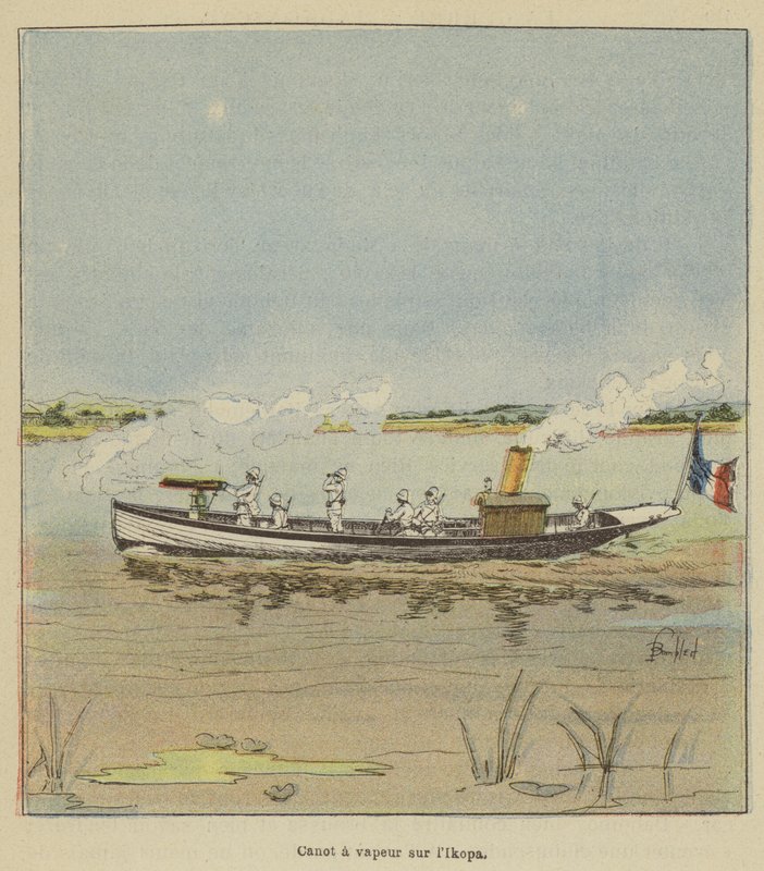Dampfbarkasse auf dem Ikopa von after Louis Charles Bombled