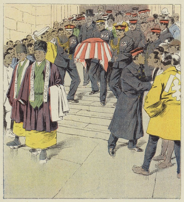 Militärische Zeremonie in Tokio von after Louis Charles Bombled
