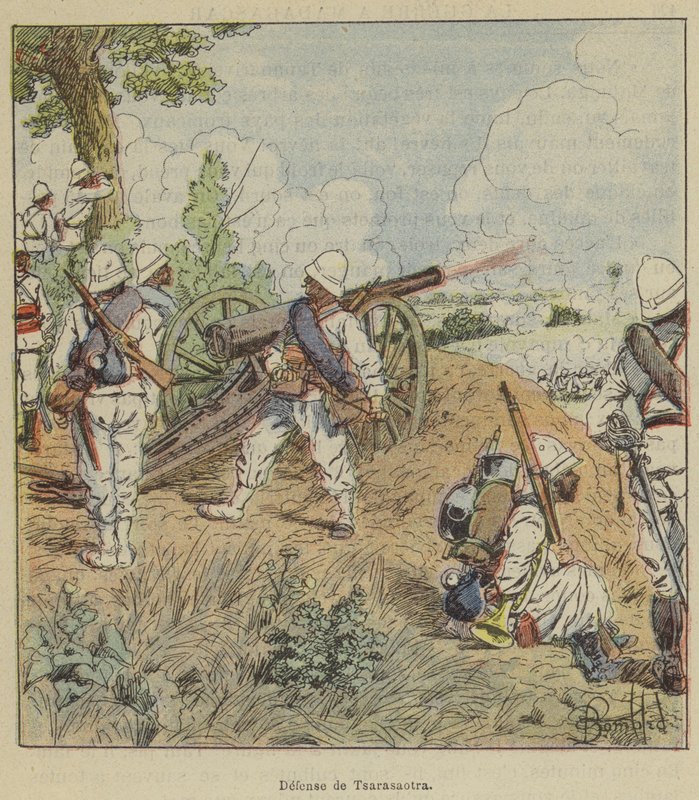 Verteidigung von Tsarasaotra von after Louis Charles Bombled