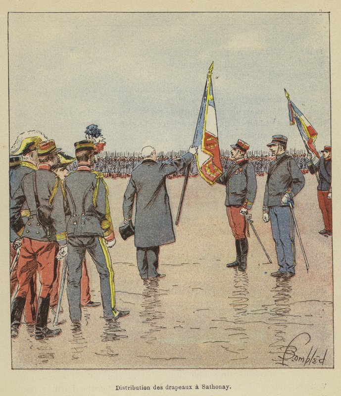 Fahnenehrung in Sathonay von after Louis Charles Bombled