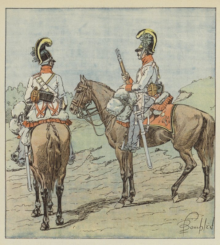 Österreichische Dragoner auf Patrouille von after Louis Charles Bombled