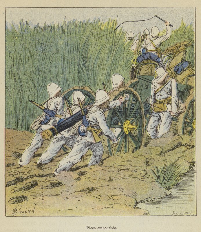 Im Schlamm steckendes Geschütz von after Louis Charles Bombled