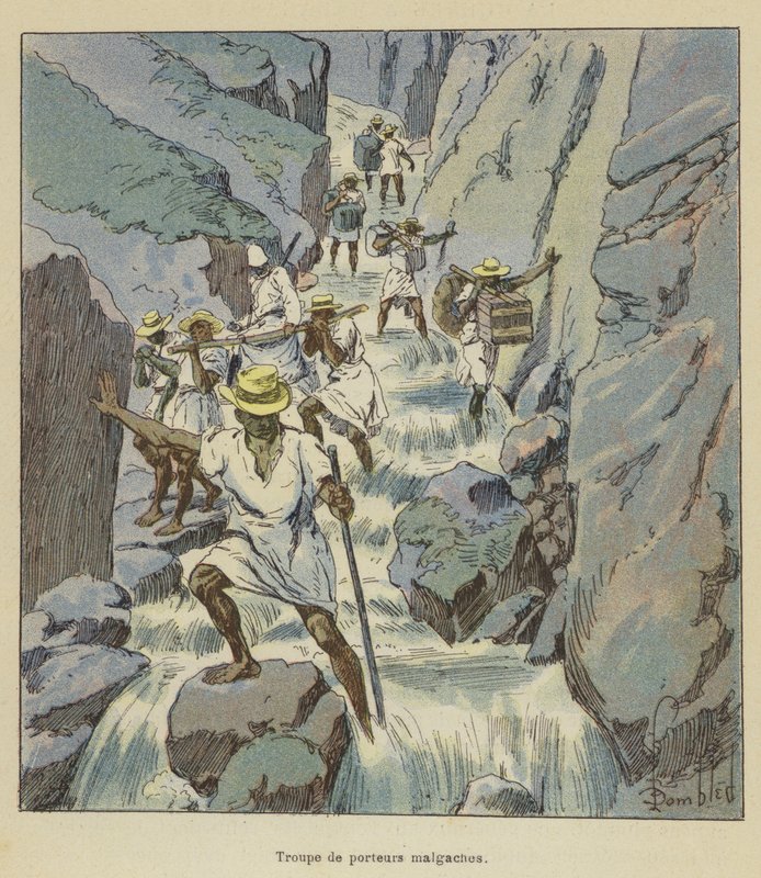 Gruppe madagassischer Träger von after Louis Charles Bombled