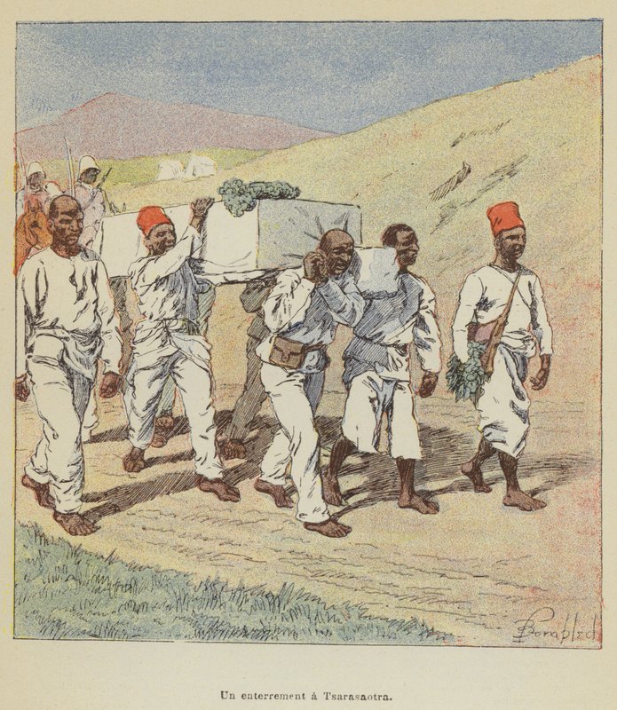 Eine Beerdigung in Tsarasaotra von after Louis Charles Bombled