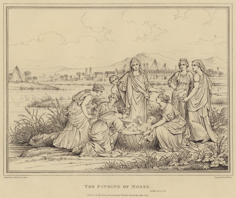 Das Auffinden des Mose, Exodus von after Nicolas Poussin