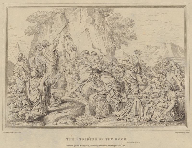 Der Schlag auf den Felsen, Exodus von after Nicolas Poussin