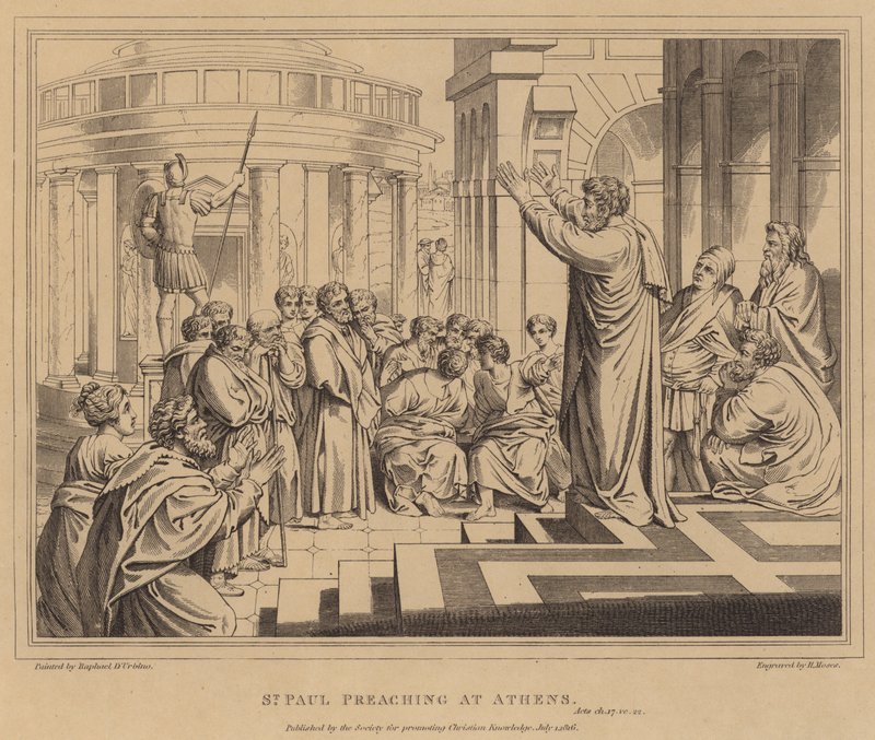 St. Paulus predigt in Athen, Apostelgeschichte von after Raphael