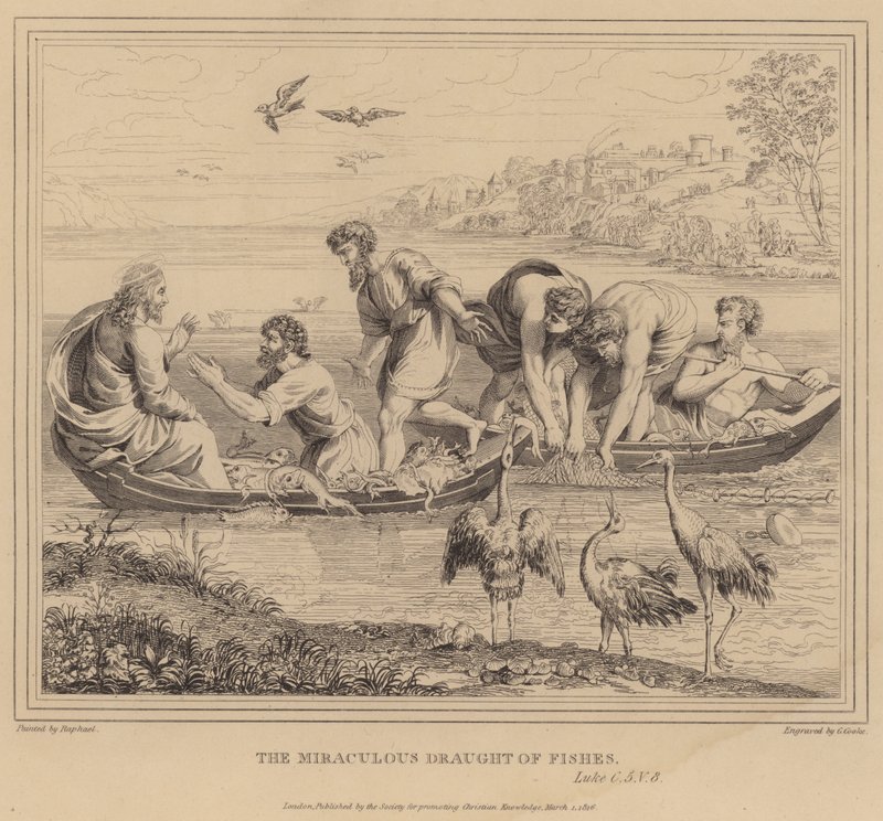 Der wunderbare Fischfang, Lukas von after Raphael