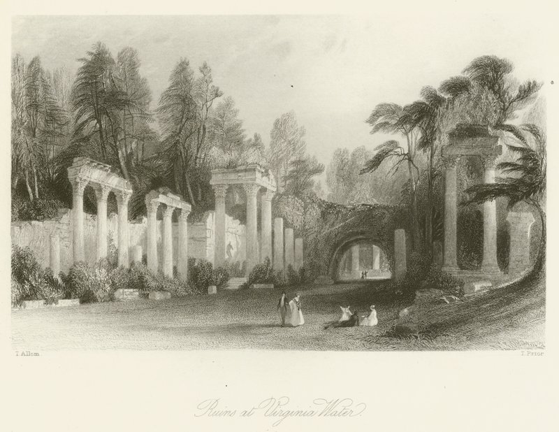 Ruinen bei Virginia Water von after Thomas Allom