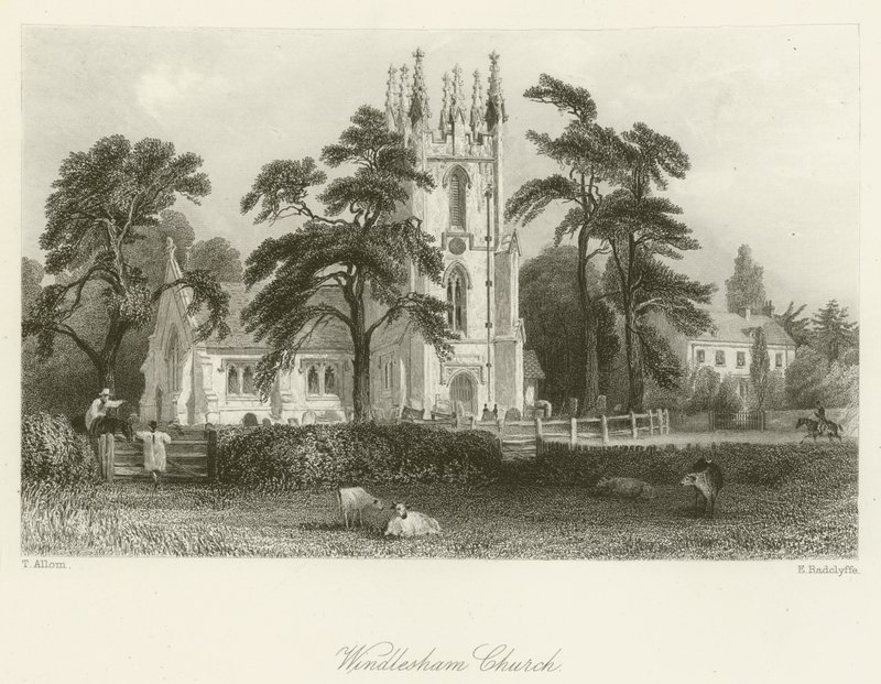Windlesham Kirche von after Thomas Allom